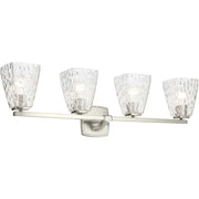 Kichler Marant 33in 4-Light Vanity Light | Modern Champagne Bronze Steel and Cased Opal Glass | Bathroom Vanity & Dressing Room | Model 55217CPZ