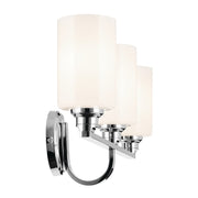 Kichler Gioe 24in 3-Light Vanity Light | Modern Chrome and White Opal Glass | Bathroom Vanity | 24.25 x 10.5 in | Model 55226CH