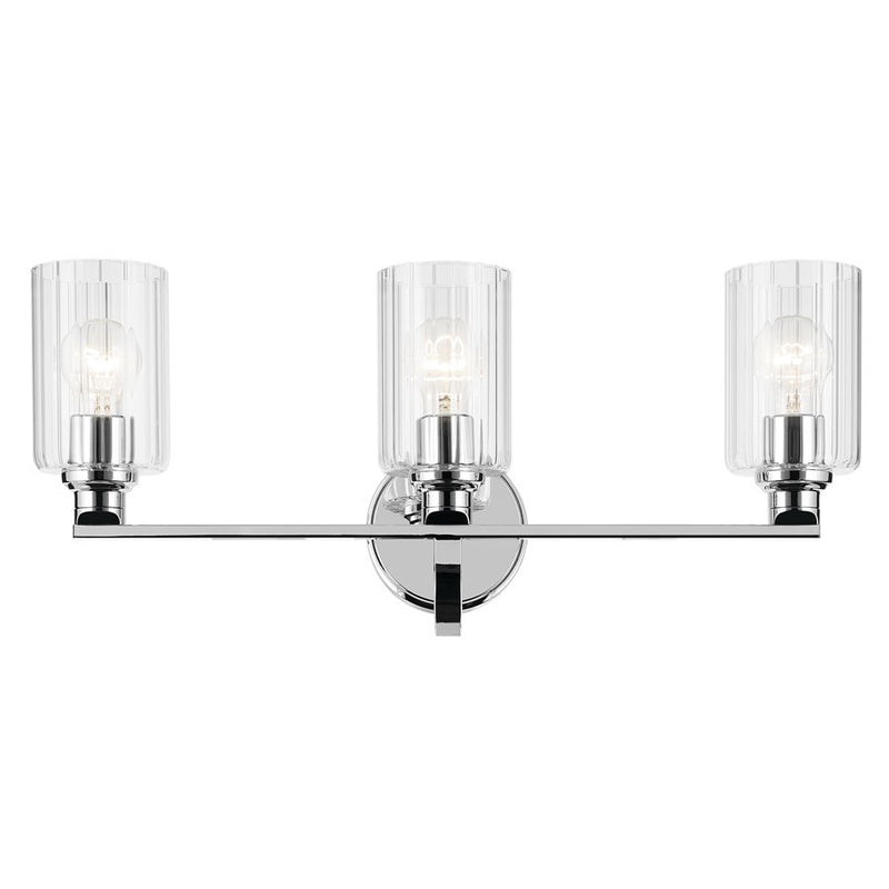 Kichler Gioe 24in 3-Light Vanity Light | Modern Chrome and White Opal Glass | Bathroom Vanity | 24.25 x 10.5 in | Model 55226CH