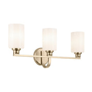 Kichler Gioe 24in 3-Light Vanity Light | Modern Champagne Bronze and White Opal Glass | Bathroom Vanity & Powder Room | Model 55226CPZ