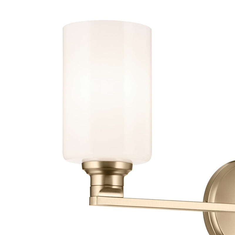 Kichler Gioe 24in 3-Light Vanity Light | Modern Champagne Bronze and White Opal Glass | Bathroom Vanity & Powder Room | Model 55226CPZ