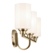Kichler Gioe 24in 3-Light Vanity Light | Modern Champagne Bronze and White Opal Glass | Bathroom Vanity & Powder Room | Model 55226CPZ