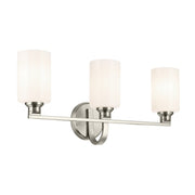 Kichler Gioe 24in 3-Light Vanity Light | Modern Brushed Nickel and White Glass | Bathroom Vanity | 24.25 x 10.5 in | Model 55226NI