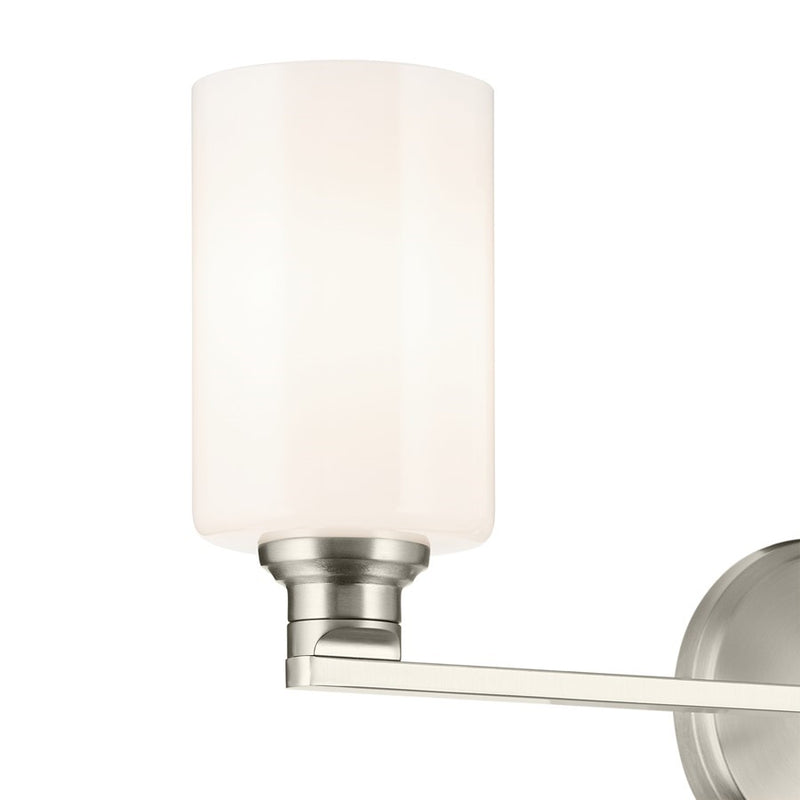 Kichler Gioe 24in 3-Light Vanity Light | Modern Brushed Nickel and White Glass | Bathroom Vanity | 24.25 x 10.5 in | Model 55226NI
