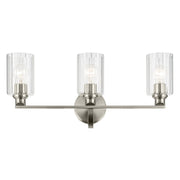 Kichler Gioe 24in 3-Light Vanity Light | Modern Brushed Nickel and Clear Fluted Glass | Bathroom Vanity | 24.25 x 10.5 in | Model 55226NIFLU