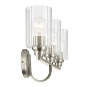 Kichler Gioe 24in 3-Light Vanity Light | Modern Brushed Nickel and Clear Fluted Glass | Bathroom Vanity | 24.25 x 10.5 in | Model 55226NIFLU