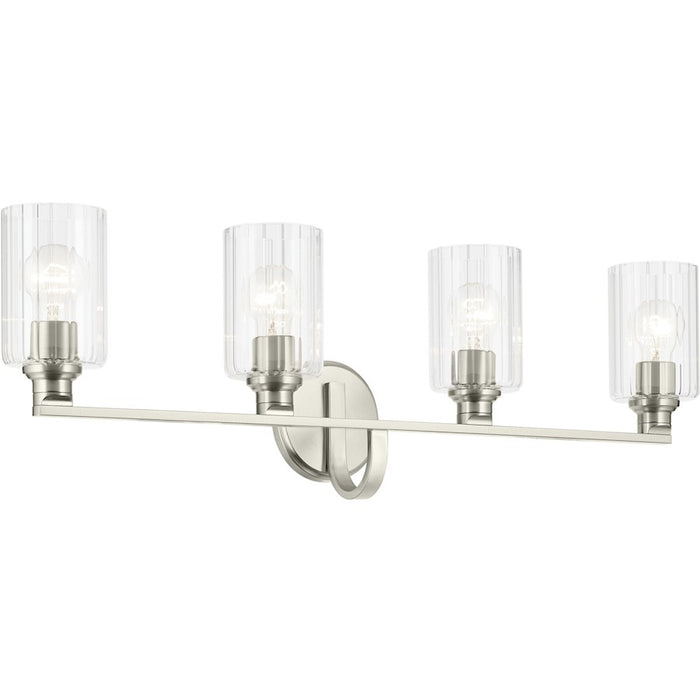 Kichler Gioe 4 Light Wall Mt Bath 4 Arm, Brushed Nickel/White - 55227NI