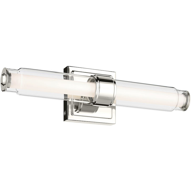Kichler Laurene 26in 2-Light Linear Wall Sconce | Modern Polished Nickel and Clear Glass | Bathroom Vanity & Hallway | Model 55237PNLED