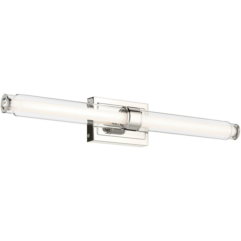 Kichler Laurene 31in 2-Light Linear Bath | Modern Polished Nickel and Clear Glass | Bathroom Vanity | 31 x 5 in | Model 55239PNLED