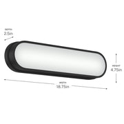 Kichler Daines 18in LED Bath Bar | Modern Black and White Glass | Bathroom Vanity | 18.75 x 4.75 x 2.5 in | Model 55246BKLED