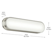 Kichler Daines 18.75in 1-Light LED Bath Bar | Modern Brushed Nickel and White Glass | Bathroom Vanity & Hallway | 18.75 x 4.75 in | Model 55246NILED