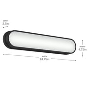 Kichler Daines 24.75in 1-Light LED Bath Bar | Modern Black Aluminum and White Glass | Bathroom Vanity | 24.75 x 4.75 x 2.5 in | Model 55247BKLED