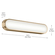 Kichler Daines 24.75in 1-Light LED Bath Bar | Modern Champagne Bronze and White Glass | Bathroom Vanity | 24.75 x 4.75 x 2.5 in | Model 55247CPZLED