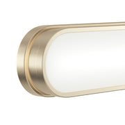 Kichler Daines 32in LED Bath Bar | Modern Champagne Bronze and White Glass | Bathroom Vanity | 32.75 x 4.75 x 2.5 in | Model 55248CPZLED