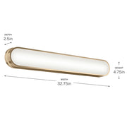 Kichler Daines 32in LED Bath Bar | Modern Champagne Bronze and White Glass | Bathroom Vanity | 32.75 x 4.75 x 2.5 in | Model 55248CPZLED