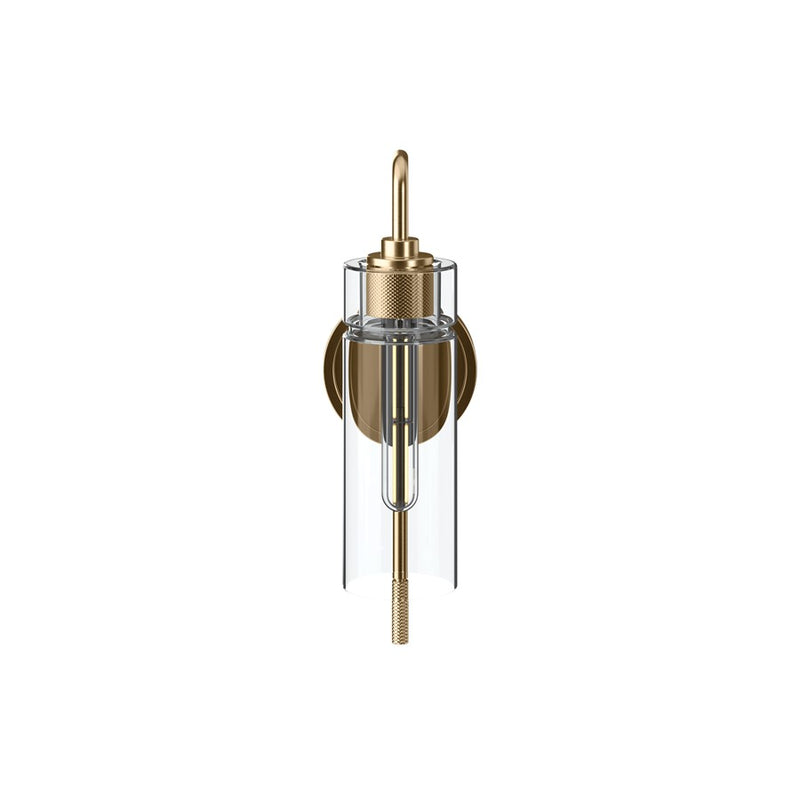 Kichler Niccol 16in 1-Light Wall Sconce | Modern Champagne Bronze and Clear Glass | Bedroom & Hallway Accent | 5 x 16 x 6.5 in | Model 55250CPZ