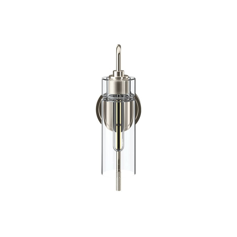Kichler Niccol 16in 1-Light Wall Sconce | Modern Polished Nickel and Clear Glass | Hallway & Bedroom Accent | 5 x 16 x 6.5 in | Model 55250PN