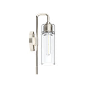 Kichler Niccol 16in 1-Light Wall Sconce | Modern Polished Nickel and Clear Glass | Hallway & Bedroom Accent | 5 x 16 x 6.5 in | Model 55250PN