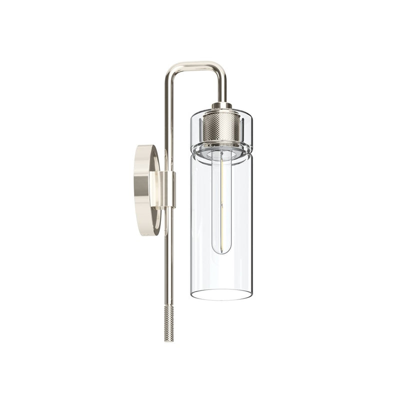Kichler Niccol 16in 1-Light Wall Sconce | Modern Polished Nickel and Clear Glass | Hallway & Bedroom Accent | 5 x 16 x 6.5 in | Model 55250PN