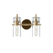 Kichler Niccol 14in 2-Light Vanity Light | Modern Champagne Bronze and Clear Glass | Bathroom Vanity | 14 x 10 x 6.5 in | Model 55251CPZ