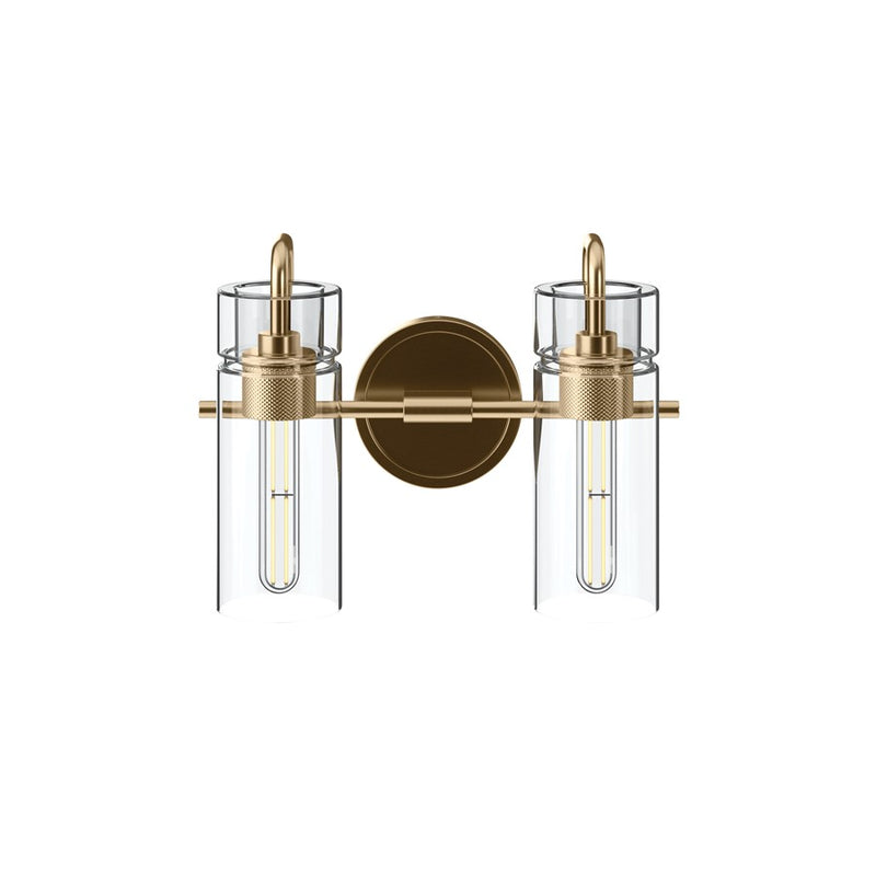 Kichler Niccol 14in 2-Light Vanity Light | Modern Champagne Bronze and Clear Glass | Bathroom Vanity | 14 x 10 x 6.5 in | Model 55251CPZ