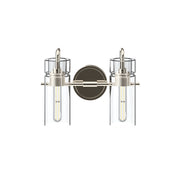 Kichler Niccol 14in 2-Light Vanity Light | Modern Polished Nickel and Clear Glass | Bathroom Vanity | 14 x 10 x 6.5 in | Model 55251PN