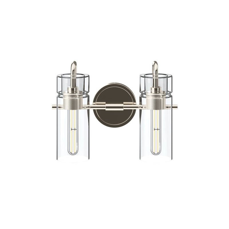 Kichler Niccol 14in 2-Light Vanity Light | Modern Polished Nickel and Clear Glass | Bathroom Vanity | 14 x 10 x 6.5 in | Model 55251PN