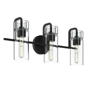 Kichler Niccol 24in 3-Light Vanity Light | Modern Black and Clear Glass | Bathroom Vanity | 24 x 10 x 7 in | Model 55252BK