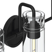 Kichler Niccol 24in 3-Light Vanity Light | Modern Black and Clear Glass | Bathroom Vanity | 24 x 10 x 7 in | Model 55252BK