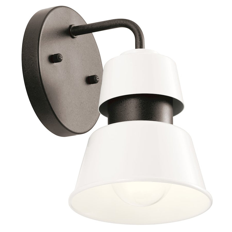 Kichler Lozano 8in 1-Light Outdoor Wall Sconce | Glossy White Aluminum with Anvil Iron Band | Covered Patio & Entryway | Model 59000WH