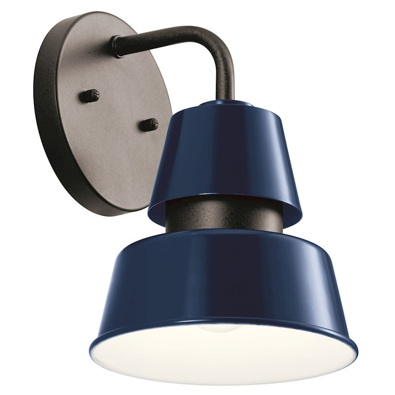 Kichler Lozano 9.75in 1-Light Outdoor Wall Light | Catalina Blue Aluminum and Anvil Iron Band | Entryway & Covered Patio | Model 59001CBL