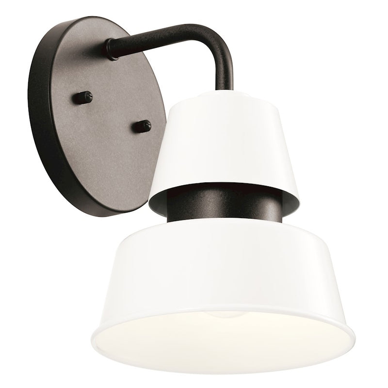Kichler Lozano 8in 1-Light Outdoor Wall Sconce | Glossy White Aluminum with Anvil Iron Band | Entryway & Covered Patio | Model 59001WH