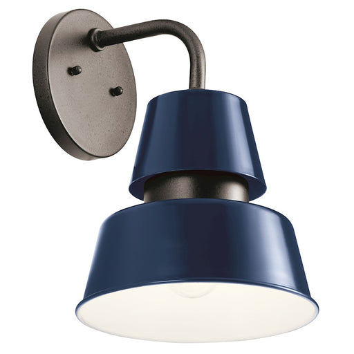 Kichler Lozano 13in 1-Light Outdoor Wall Sconce | Catalina Blue Aluminum with Anvil Iron Band | Covered Patio & Entryway | Model 59002CBL