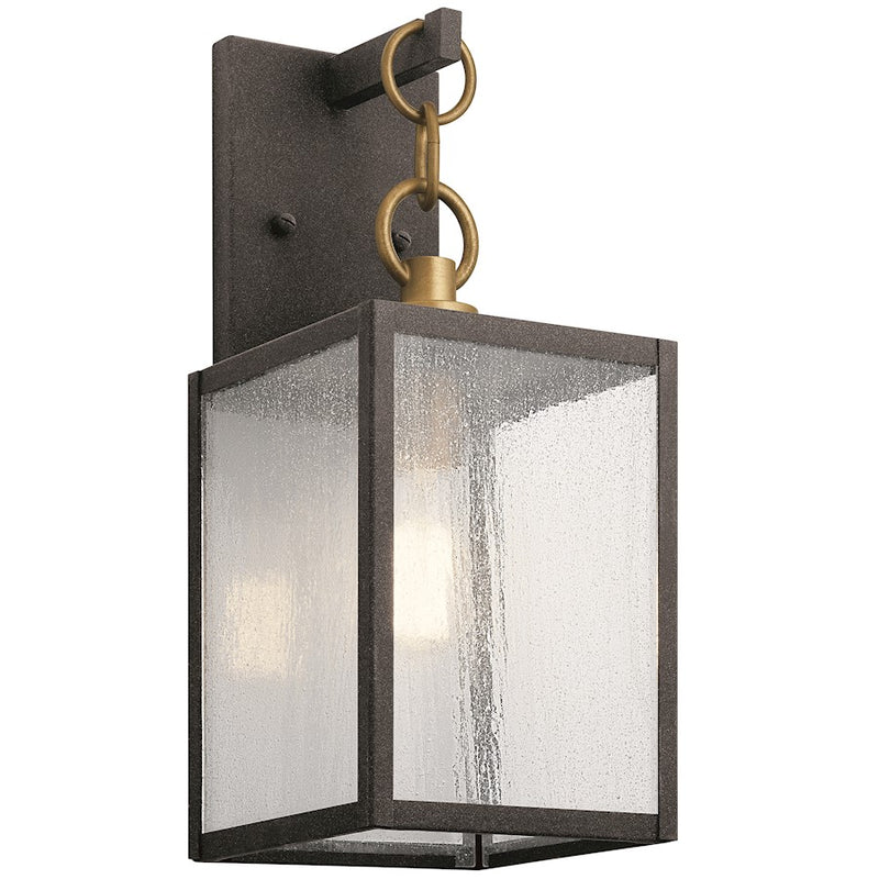 Kichler Lahden 1 Light Outdoor Wall Light, Seeded Glass, Zinc