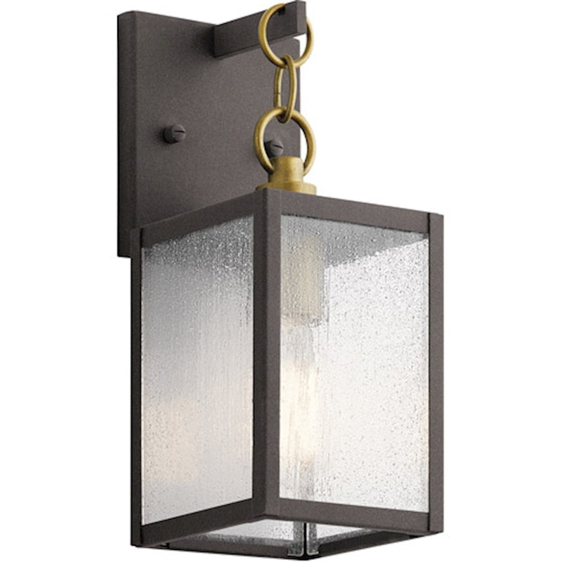 Kichler Lahden 22in 1-Light Outdoor Wall Sconce | Carriage Weathered Zinc and Clear Seeded Glass | Covered Porch & Entryway | Model 59007WZC