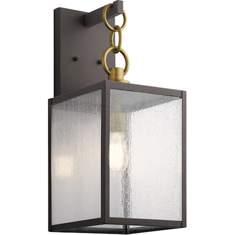 Kichler Lahden 22in 1-Light Outdoor Wall Sconce | Carriage Weathered Zinc and Clear Seeded Glass | Covered Porch & Entryway | Model 59007WZC
