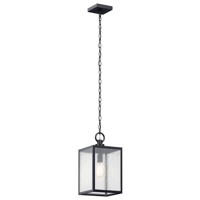 Kichler Lahden 17" 1 Lt Outdoor Pendant/Semi Flush, Black/Clear Seed