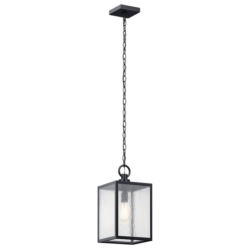 Kichler Lahden 17" 1 Lt Outdoor Pendant/Semi Flush, Black/Clear Seed