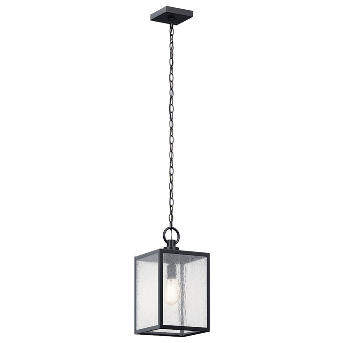 Kichler Lahden 17" 1 Lt Outdoor Pendant/Semi Flush, Black/Clear Seed