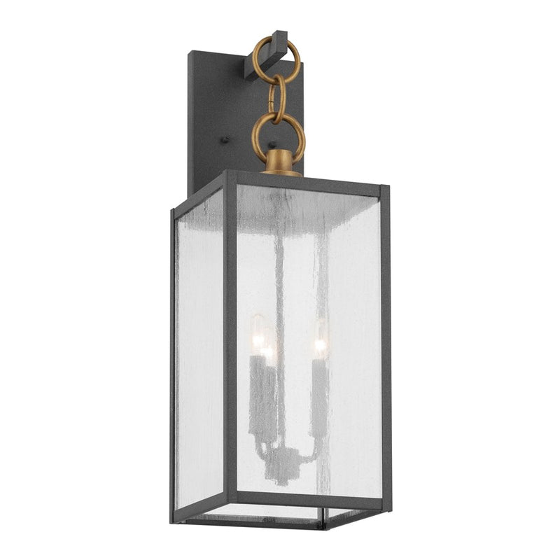 Kichler Lahden 26" 3 Light Outdoor Wall Light, Zinc/Clear Seeded
