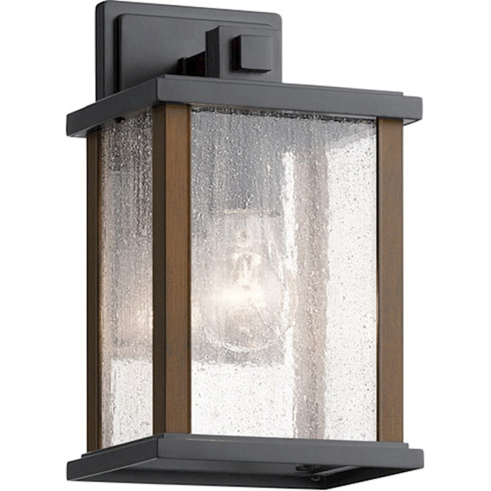 Kichler Marimount 1 Light Outdoor Wall Light, Ribbed Glass, Black