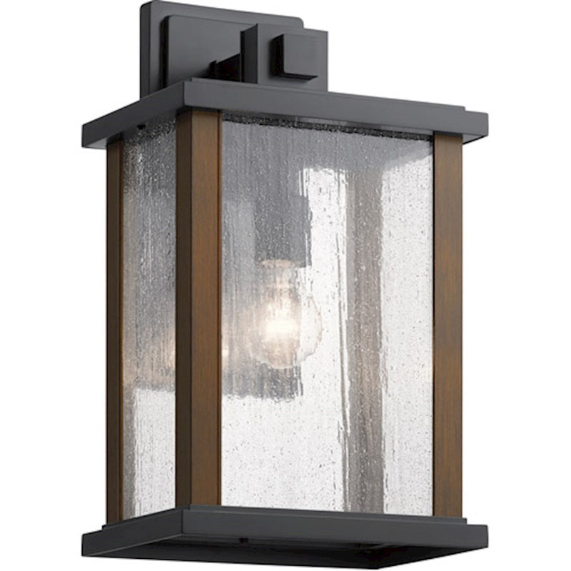 Kichler Marimount 17in 1-Light Outdoor Wall Light | Rustic Black Aluminum and Clear Glass | Covered Patio & Entryway | 10 x 17 x 8 in | Model 59018BK