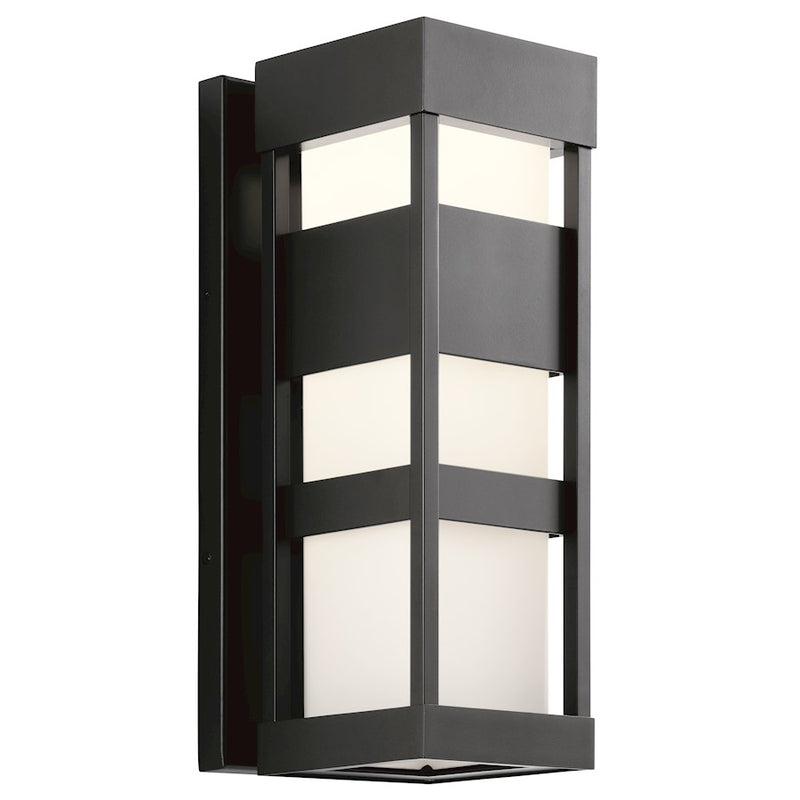 Kichler Ryler 18in LED Outdoor Wall Light | Textured Black Aluminum | Covered Patio & Entryway | 3000K 300 Lumens | Model 59036BKLED