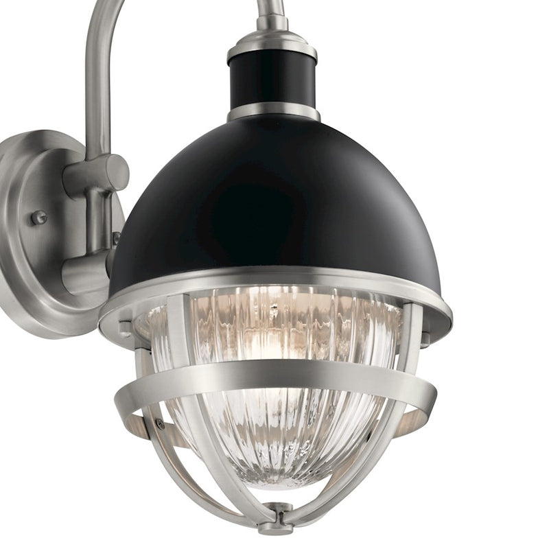 Kichler Tollis Outdoor 1-Light Wall Sconce | Coastal Black Aluminum | Covered Patio & Entryway | Model 59049BK