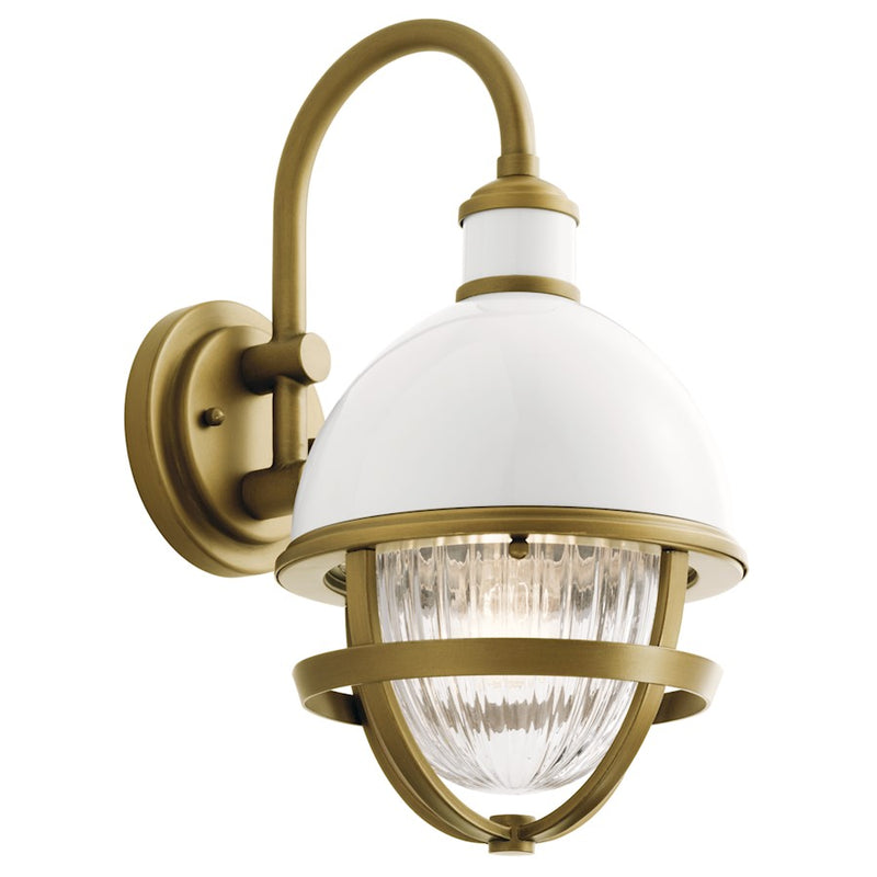 Kichler Tollis 8in 1-Light Outdoor Wall Sconce | Coastal White Aluminum | Covered Patio & Entryway | 8 x 11 x 15.25 in | Model 59049WH
