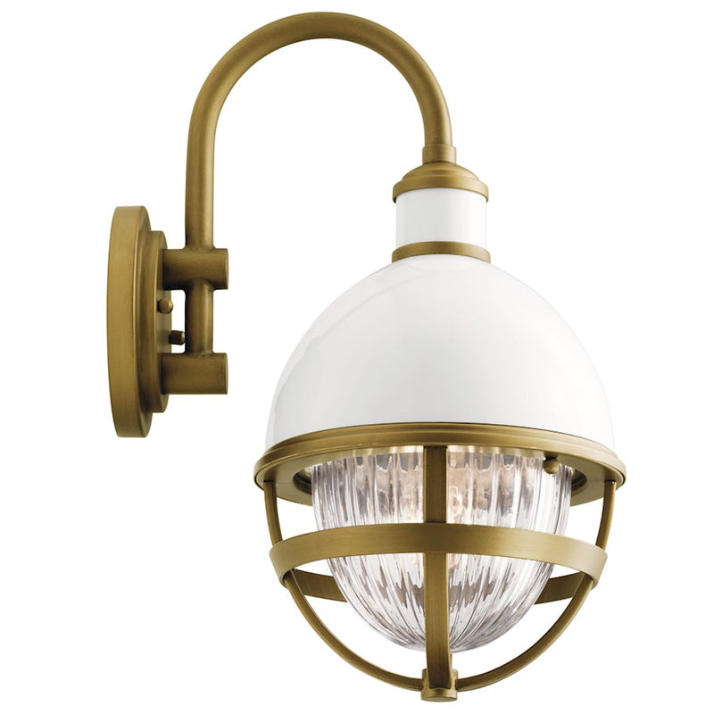 Kichler Tollis 8in 1-Light Outdoor Wall Sconce | Coastal White Aluminum | Covered Patio & Entryway | 8 x 11 x 15.25 in | Model 59049WH
