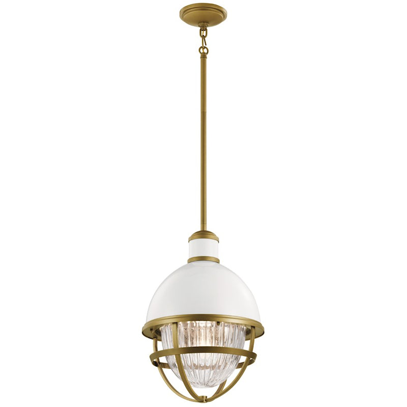 Kichler Tollis 12in 1-Light Outdoor Pendant | Coastal White Aluminum | Covered Patio | 12 x 18 in | Model 59053WH