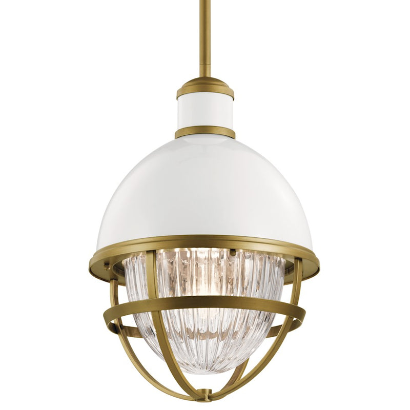Kichler Tollis 12in 1-Light Outdoor Pendant | Coastal White Aluminum | Covered Patio | 12 x 18 in | Model 59053WH