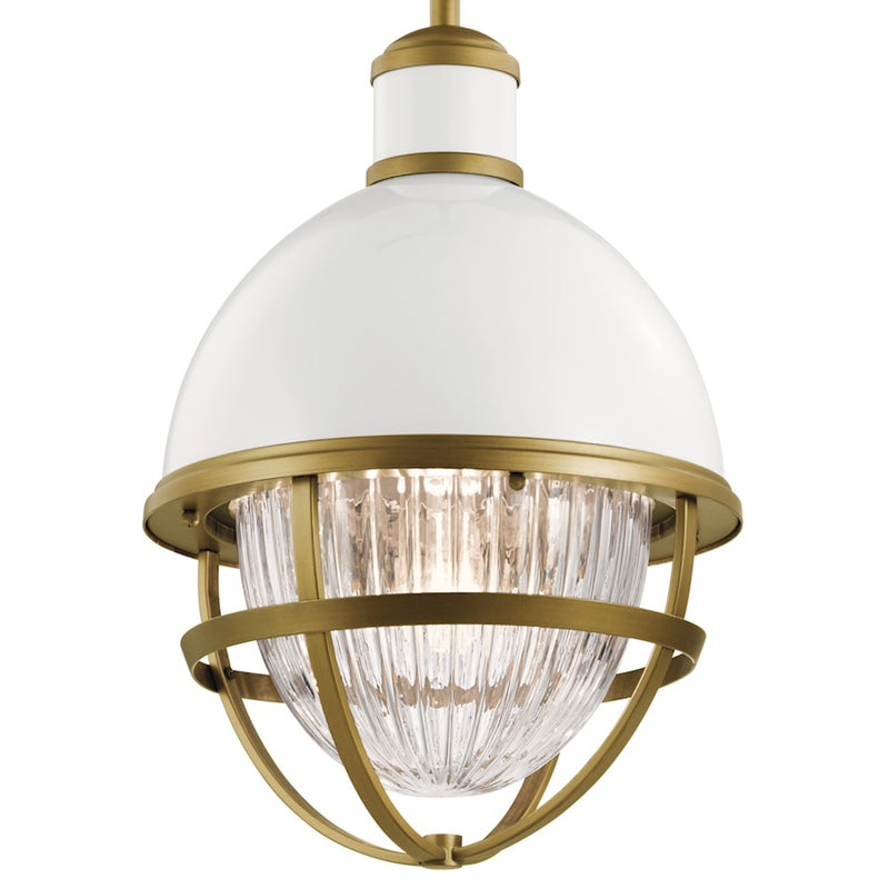 Kichler Tollis 12in 1-Light Outdoor Pendant | Coastal White Aluminum | Covered Patio | 12 x 18 in | Model 59053WH