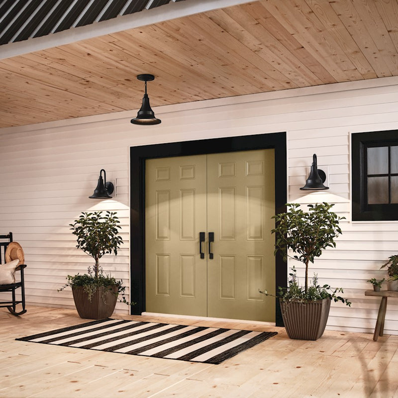 Kichler Hampshire 16in 1-Light Outdoor Wall Sconce | Coastal Textured Black Composite | Covered Patio & Entryway | 16 x 20 x 17 in | Model 59056BKT